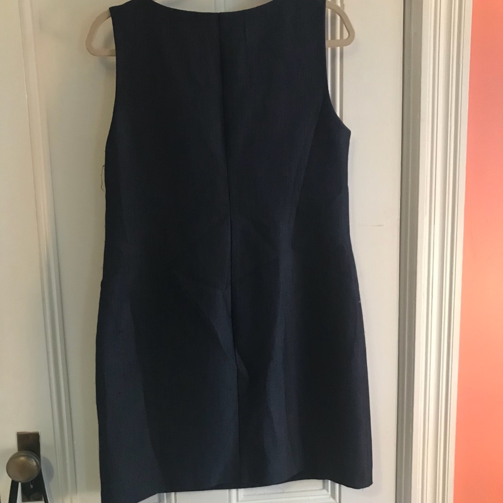 Oleg Cassini Navy Linen Shift Dress - Picture 4 of 5